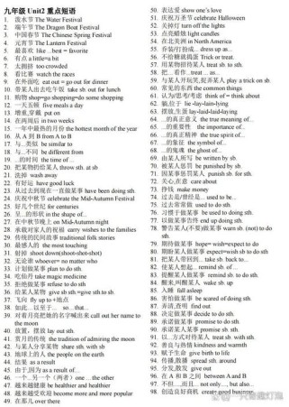 九年级英语新目标短语有哪些重点？