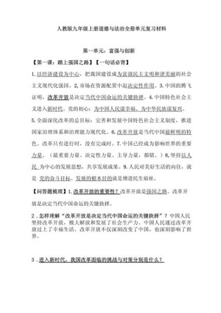 人教版九年级思品复习