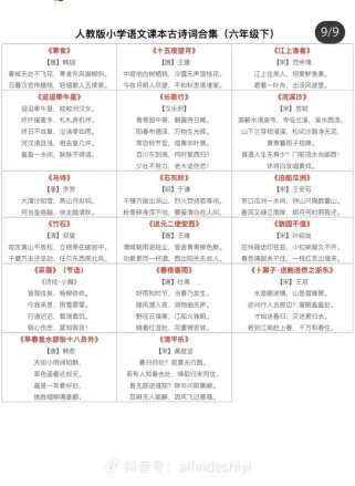 六年级下册人教版古诗有哪些重点？