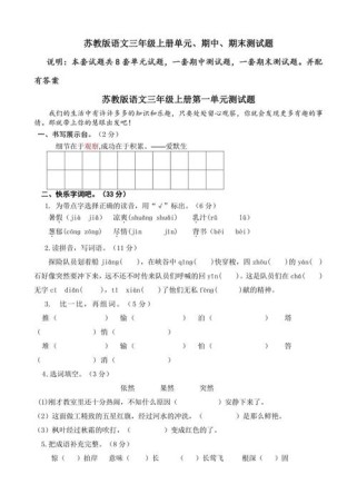三年级苏教版语文期中如何高效复习？
