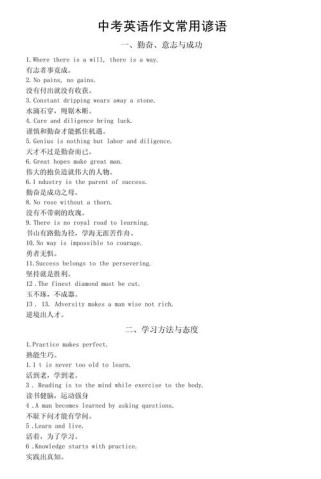 初中英语作文常见谚语有哪些？