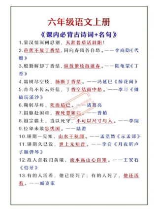 六年级语文课内外古诗词有哪些必背篇目？