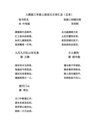 初三语文上册古诗人教版有哪些重点考点？