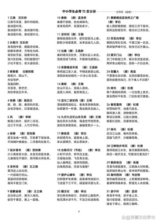 3到6年级必背古诗词