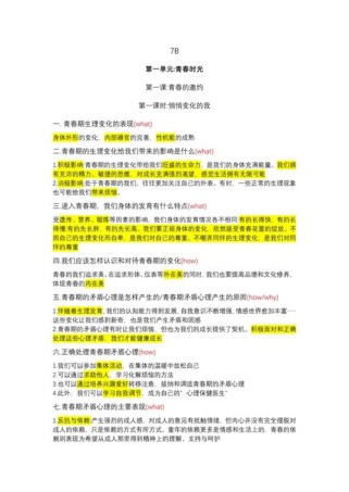 七年级下思想品德复习