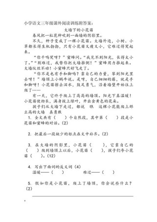 三年级阅读训练题及答案怎么找？