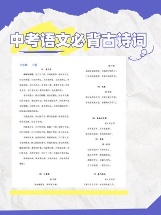 人教版初中课外古诗词有哪些经典篇目？