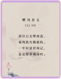 古诗三首赠刘景文核心要点是什么？