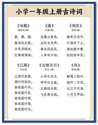 人教版小学必背古诗词有哪些？