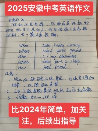 2025安徽英语作文考什么？