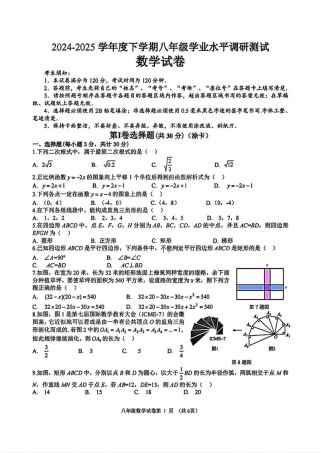 八年级下册的期末试卷