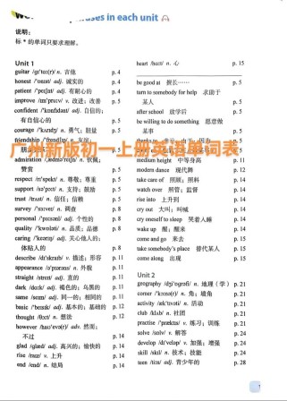 七年级英语第一单元单词有哪些？