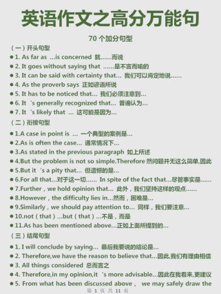 英语中考作文万能句子