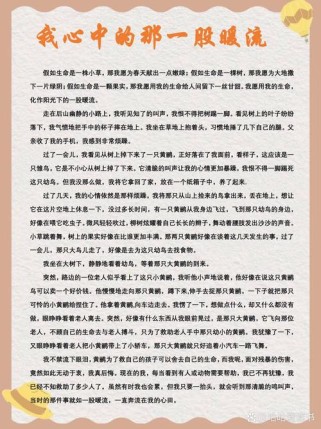 那一股暖流，暖的是谁的心田？