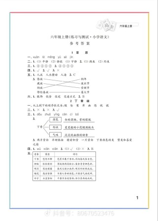 六年级语文练习与测试答案从哪里找？