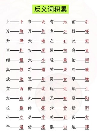 小学三年级反义词大全有哪些？