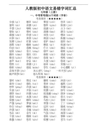 中考古诗词中的易错字