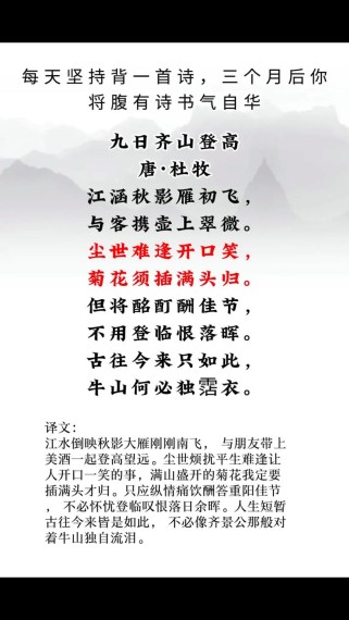 九日齐山登高古诗朗读有何深意？