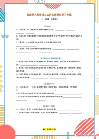 人教版中考古诗文默写，哪些是重点？