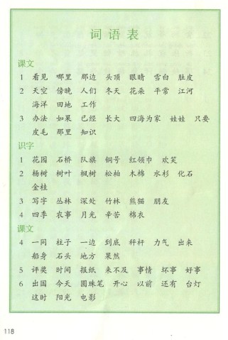 人教版二年级语文词语