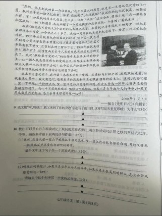 七年级下册语文期中卷