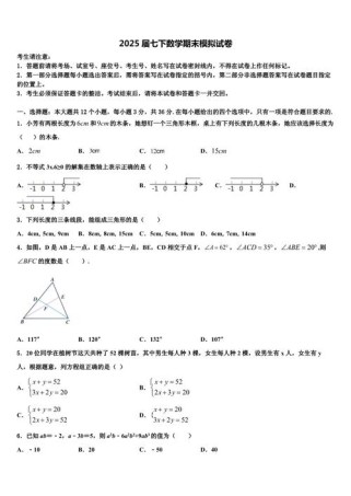 2025七下数学期末测重点难点有哪些？