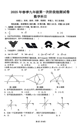 九年级下册数学测试题