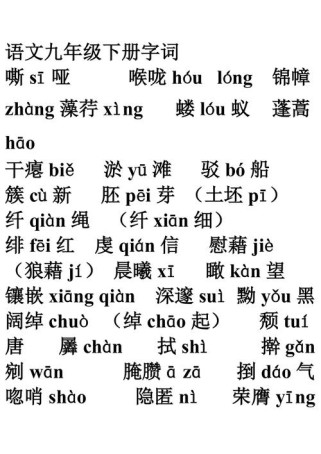 九年级语文下册课后词语有哪些？
