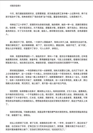 高考满分作文母亲