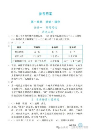 八年级上册语文课堂作业本答案哪里找？