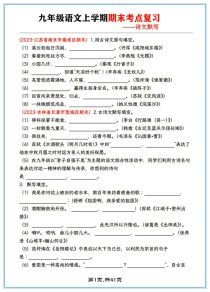 九年级上册语文复习题