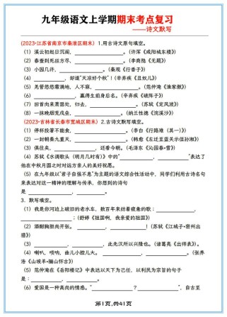 九年级上册语文复习题