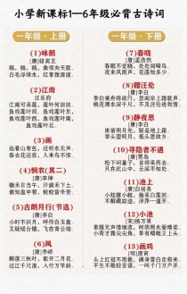 二至六年级语文古诗有哪些？