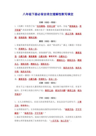 初中古诗词填空，哪些是必考重点？
