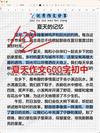 写夏天的初中作文