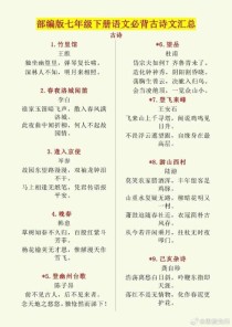 长春版七下古诗词有哪些重点？