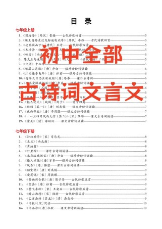 初中1-4册古诗，哪些是必考重点？