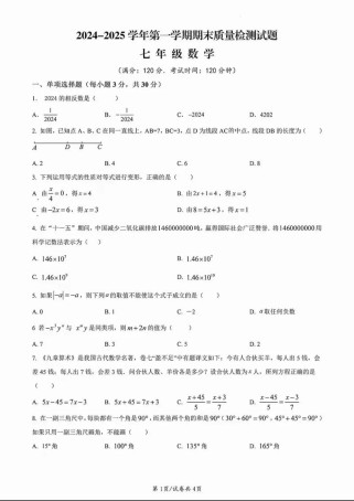 人教版七年级期末数学
