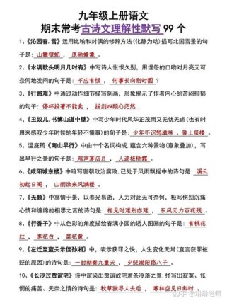 九上古诗文默写训练有哪些易错点？