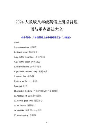 人教版八年级英语语法重点难点是什么？