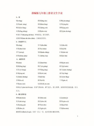 七年级生字词拼音有哪些？