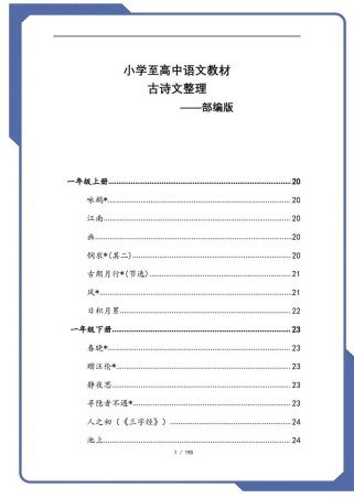 古诗词目录示例中学如何应用？