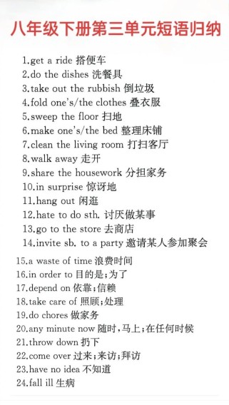 八年级下册英语 短语