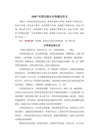 2007中考满分作文