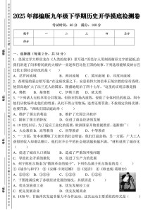 九年级下册历史期中试卷重点难点有哪些？
