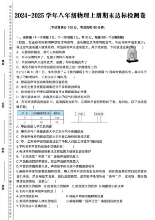 八年级物理期末测试题重点难点是什么？