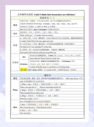 九年级英语各单元语法重点是什么？