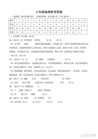 八年级地理期末测试题考点有哪些？