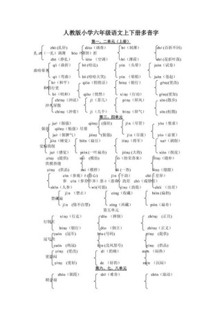 人教版六年级下册多音字有哪些？