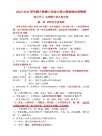 八年级上生物复习提纲核心考点有哪些？